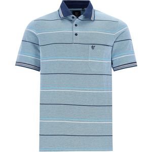 Hajo - Poloshirt Piqué - heren- blauw gestreept - maat 3XL