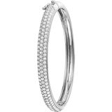 The Jewelry Collection Bangle Scharnier Zirkonia 6 X 60 mm - Zilver Gerhodineerd