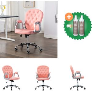 vidaXL Kantoorstoel draaibaar kunstleer roze - Bureaustoel - Inclusief Onderhoudsset