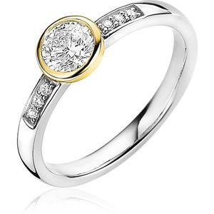 ZINZI zilveren aanschuifring geelverguld rond wit 6mm ZIR1662G
