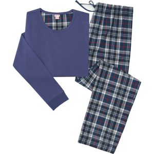 La-V pyjama sets voor jongens met geruite flanel broek Blauwe jean 140-146
