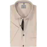 MARVELIS - Comfort Fit - Overhemd - Beige - Korte Mouw - Structuur