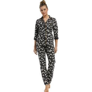 Pastunette dames pyjama - Knoopsluiting - Chique Leafs - 48 - Grijs