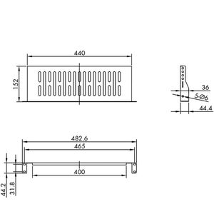 VALUE 19""-Legplank, 485 x 150mm, max. 10 kg, U-vorm, zwart