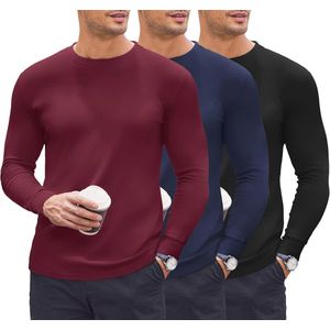 Thermo Ondergoed Heren - 3 Stuks Lange Mouwen Warm Ondershirt