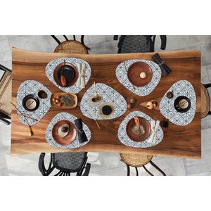 Placemat organisch - Placemats organic - Onderleggers - Patronen - Ruit - Zwart - Wit - 8 stuks