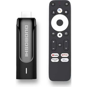 Duoboshi GT1 4K TV Stick - Google Gecertificeerde Multimedia Stick - Google TV - Dolby Audio - Google Assistant - Chromecast Ingebouwd - Dual Band - Zwart