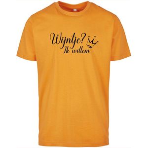 T-shirt Heren Wijntje - Maat XL - Oranje - Zwart - Heren shirt korte mouw met tekst