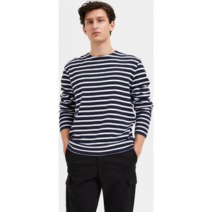 SELECTED HOMME SLHBRIAC STRIPE LS O-NECK TEE W NOOS Heren T-shirt - Maat M