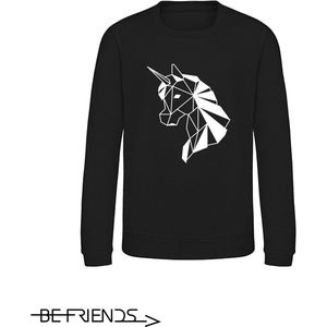 Be Friends Sweater - Eenhoorn - Vrouwen - Zwart - Maat S
