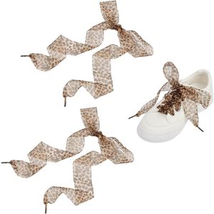 JHubers Goods - 1 paar lint veters met luipaardprint voor brede platte schoenen - cheetah design