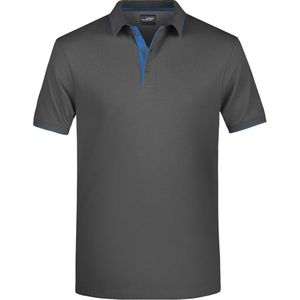 James and Nicholson Heren Polo Stripe Shirt (Grafiet/Aqua)