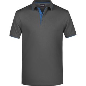 James and Nicholson Heren Polo Stripe Shirt (Grafiet/Aqua)