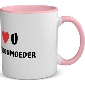 Akyol - love u schoonmoeder koffiemok - theemok - roze - Schoonmoeder - de liefste schoonmoeder - moeder cadeautjes - moederdag - verjaardag - geschenk - kado - 350 ML inhoud