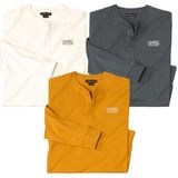 ATLAS FOR MEN - Set van 3 T-shirts met Henley kraag Outdoor - M