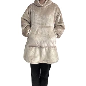 Livano Knuffeldeken - Plaid - Onesie - Hoodie Deken Met Mouwen - Fleece Blanket - Dames - Heren - Kinderen - Extra Zacht - Khaki