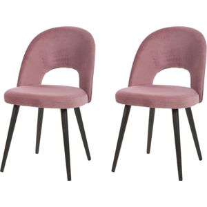 WAYS. – Matstoffen eetkamerstoelen – Roze – Elegant design - Houten poten – 2 stuks