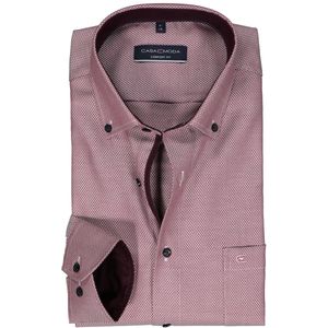 CASA MODA comfort fit overhemd - dobby - rood - Strijkvrij - Boordmaat: 42