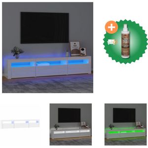 vidaXL Tv-meubel met LED-verlichting 195x35x40 cm hoogglans wit - Kast - Inclusief Houtreiniger en verfrisser