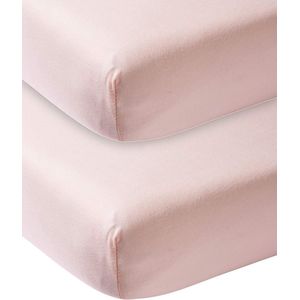 Ademend Katoenen Hoeslaken voor Babybed met Perfecte Pasvorm, 60 x 120 cm, Lichtroze