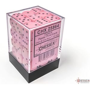 Chessex 36 x D6 Set Opaque Pastel 12mm - Pink/Black