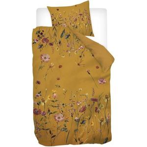 Snoozing Meadow Flowers - Flanel - Dekbedovertrek - Eenpersoons - 140x200/220 cm - Okergeel
