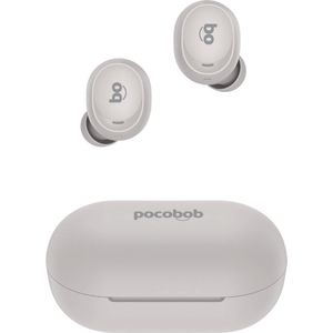 pocobob® TO draadloze oordopjes- Sand Gray (creme wit) - in ear oortjes - bluetooth oordopjes - Met pocobob APP voor je smartphone