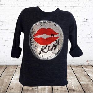Wrijfshirt Kiss blauw -s&C-98/104-Trui meisjes