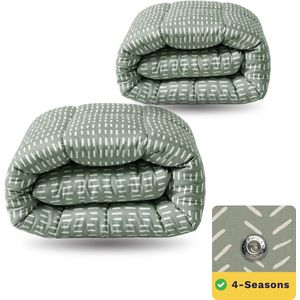 Zelesta - Wonderbed - Dekbed - Olive Stitches - 140x200 - 4 Seizoenen Dekbed - Wasbaar