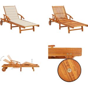 vidaXL Ligbed met kussen massief acaciahout - Ligbed - Ligstoel - Ligbedden - Ligstoelen