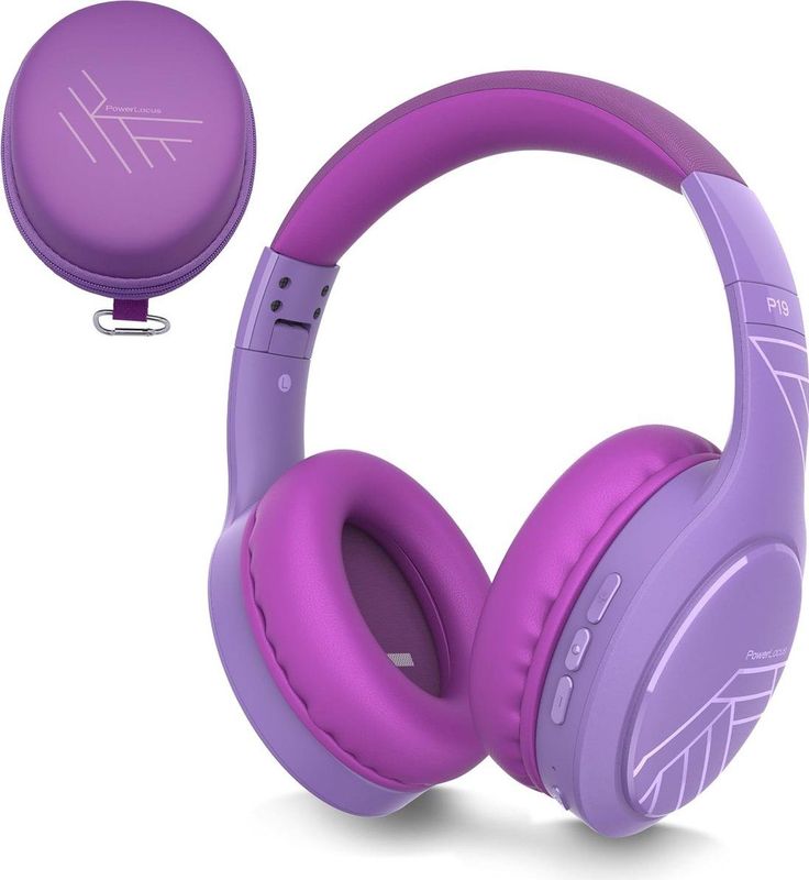 PowerLocus P19 Bluetooth Koptelefoon - Koptelefoon Draadloos - tot 70 Uur Speeltijd en met Aux Kabel - Over Ear Hoofdtelefoon - 3 EQ-Modi - Met Draagtas - Purper