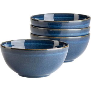 Ossia vintage ontbijtset van keramiek voor 4 personen - 4-delige serviesset in blauw aardewerk