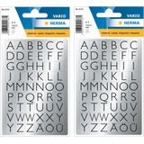 Stickervelletjes met 432x stuks alfabet plak letters zwart/zilver 13x12 mm