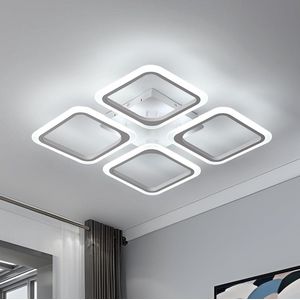 Delaveek-Vierkante 4-kops Acryl LED Plafondlamp -48W - Koel Wit 6500K - Dia 54cm- Wit