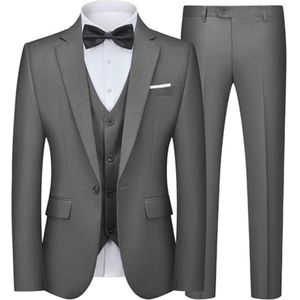 Heren 3-delig Slim Fit Smoking Pak met Blazer, Vest en Broek