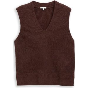 TOM TAILOR dames pullunder, 39062 - Dark Pecan Brown Melange, XXL