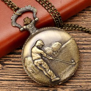 Fako® - Golfpresentjes - Zakhorloge - Pocket Watch - Golfgadget - Golf - Golfcadeau - Bronskleurig-golfhorloge