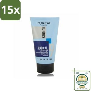 15 x L'Oréal Studio Line Special FX Radical Gel 150 ml - Grootverpakking - Extreme Fixatie - Langdurige Hold - Super Sterke Gel - Hanenkam - Spikes