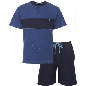 Paul Hopkins Heren Shortama - Pyjama Set - 100% Katoen - Blauw - Maat XL