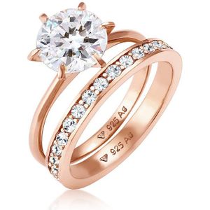 Elli - Ring - Dames Band Set - 925 Sterling Zilver - Met Kristallen