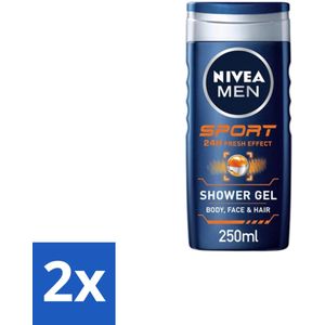 NIVEA MEN – Douchegel – Sport – 250 ml - Voordeelverpakking - 2 stuks