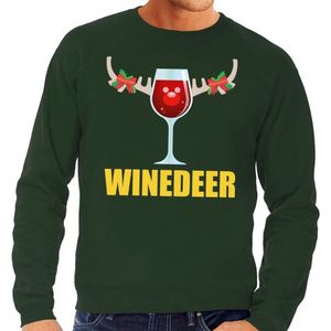 Bellatio Decorations - Foute Kersttrui - Groen - Winedeer Print - Sweater