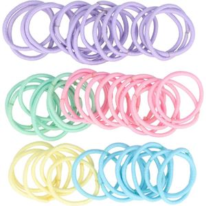 Haarelastieken Dun Klein 50 Stuks 2cm Pastel Groen Blauw Roze Paars Geel Haar Elastiekjes