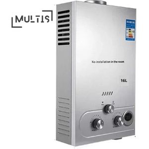 Multis - Propaan Geiser - LPG/Butaan Geiser - 16 L - Regelbare Temperatuur & Gastoevoer - Camper - Caravan - Boot - Camping - Inclusief Douche