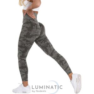 Sportlegging Dames - Yoga Legging - Fitness Legging - Legging Dames - Sport Legging - Shapewear Dames - Camouflage Broek - Camo | Luminatic® | Donker Grijs | Maat S