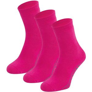 Dames antislip sokken van katoen - 3 paar - 39/42 - Fuchsia
