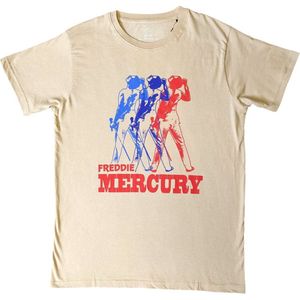 Freddie Mercury - Multicolour Photo Heren T-shirt - XL - Creme