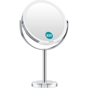 Cosmetic Mirror with 1 or 10x Magnification Double Sided & 360 Degree Rotatable for Shaving Face Care in Living Room Jewelry Shop House