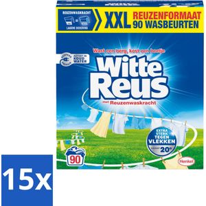 Witte Reus - Waspoeder - Witte Was - 90 Wasbeurten - 4,5 kg - Bulkverpakking - 15 stuks