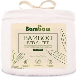 Bamboe Hoeslaken | 2-Persoons Eco Hoeslaken 140cm bij 200cm | Wit | Luxe Bamboe Beddengoed | Hypoallergeen Hoeslaken | Puur Bamboe Viscose Rayon Hoeslaken | Ultra-ademende Stof | Bambaw